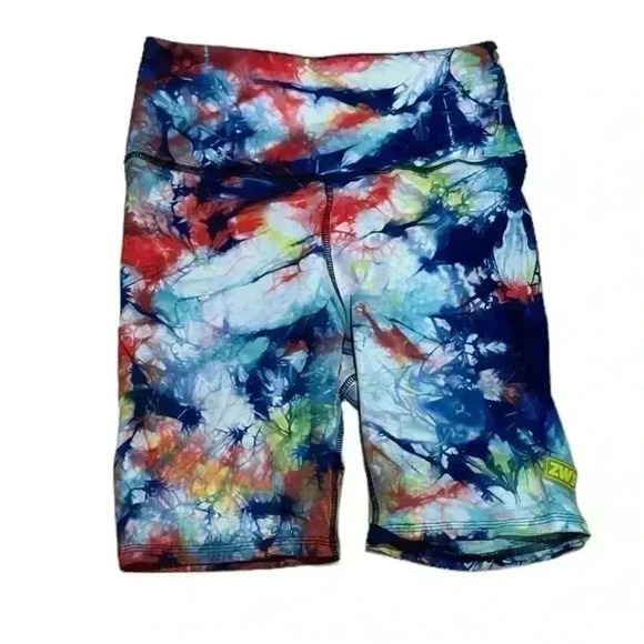 ZUMBA WORLDWIDE TIE DYE HIGH WAISTED BIKER SHORT Size Spicy - Picture 1 of 4